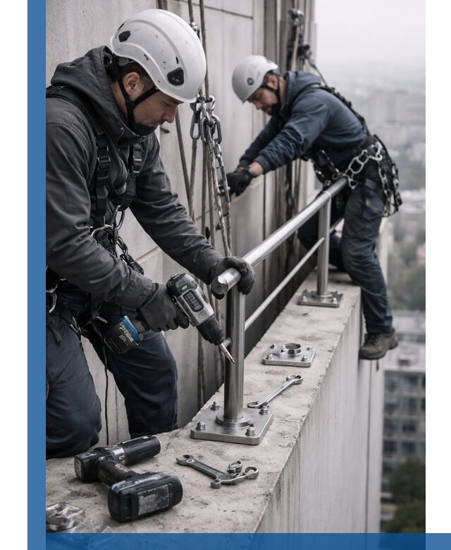 Монтаж перил на высоте в Луховицах для жилых и промобъектов