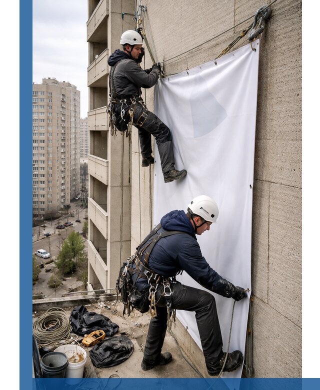 Профессиональный монтаж баннеров на фасаде в Луховицах
