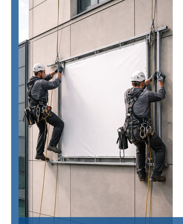 Монтаж наружной рекламной вывески в Луховицах под ключ