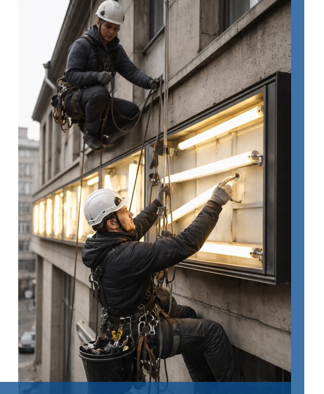 Замена ламп в вывеске в Луховицах под ключ от 3621 р. | ВЫСОТНИК-Лхв