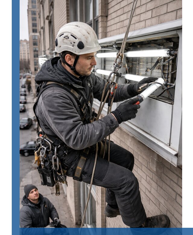 Профессиональная замена ламп в наружной вывеске в Луховицах