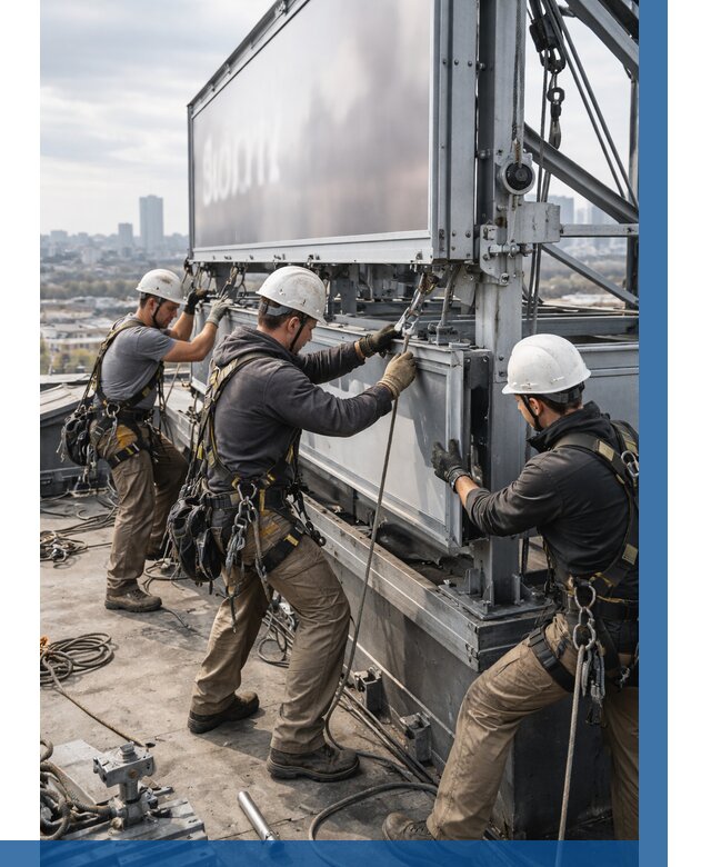 Монтаж крышной рекламной конструкции в Луховицах от 62070 р.|ВЫСОТНИК-Лхв