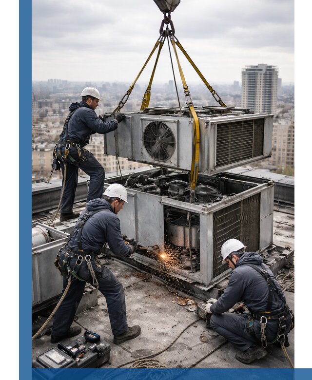 Демонтаж крышной установки в Луховицах любой сложности