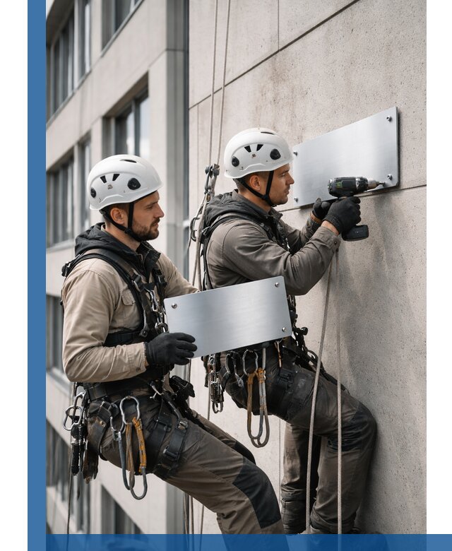 Монтаж табличек и указателей в Луховицах для зданий и сооружений