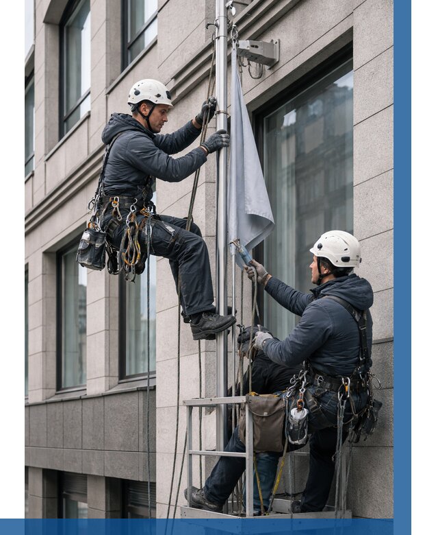 Установка флагов на фасаде в Луховицах от 4655 р. | ВЫСОТНИК-Лхв