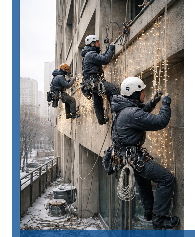 Монтаж новогодней иллюминации и украшение фасадов в Луховицах