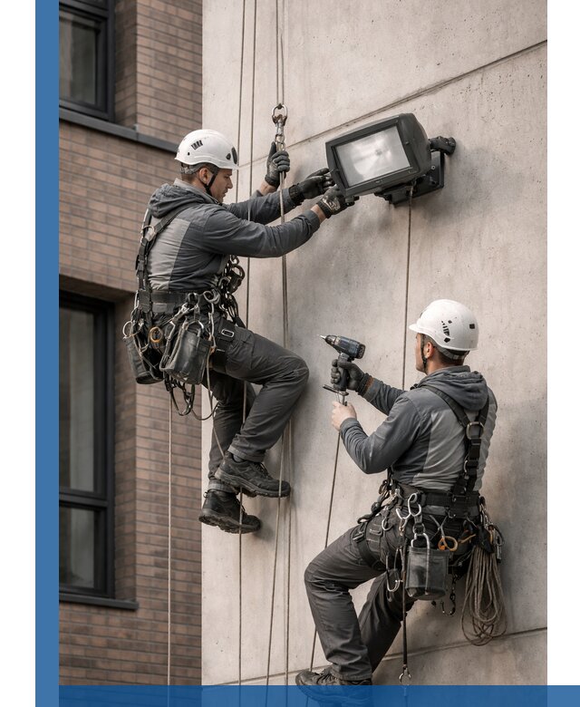 Профессиональный монтаж фасадных прожекторов в Луховицах под ключ