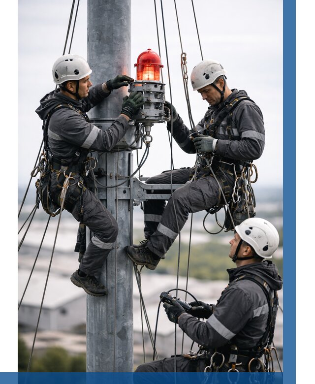 Монтаж заградительных огней в Луховицах от 8793 р. | ВЫСОТНИК-Лхв