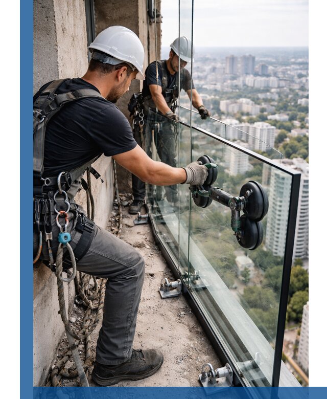 Монтаж стеклянных ограждений под ключ с гарантией в Луховицах