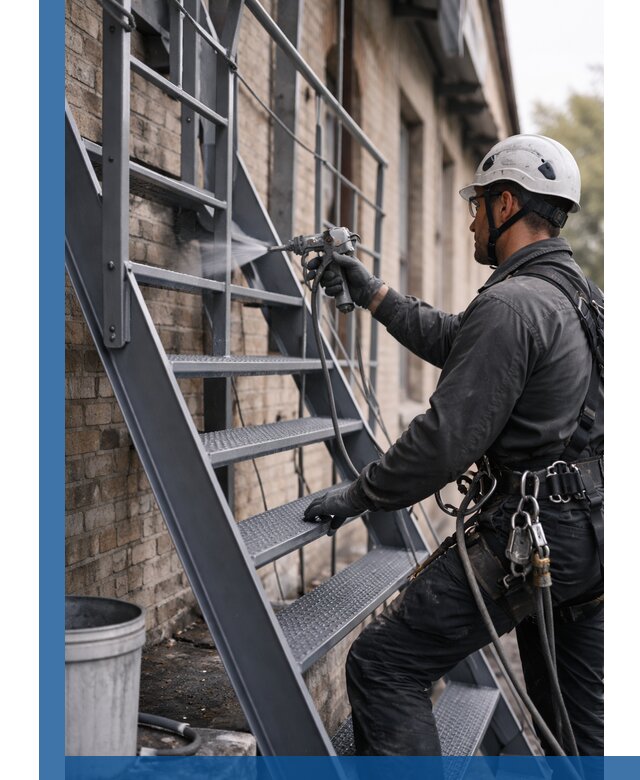 Покраска и антикоррозионная защита пожарных лестниц в Луховицах