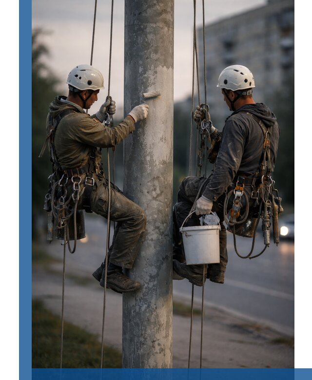 Покраска опор освещения и антикоррозийная защита в Луховицах