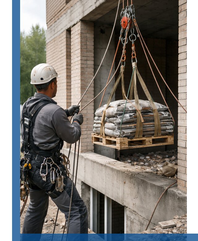 Подъем материалов на этаж веревками в Луховицах оперативно