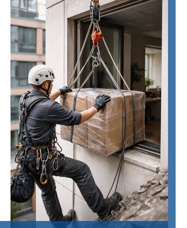 Подъем груза через окно в Луховицах от 4655 р. | ВЫСОТНИК-Лхв