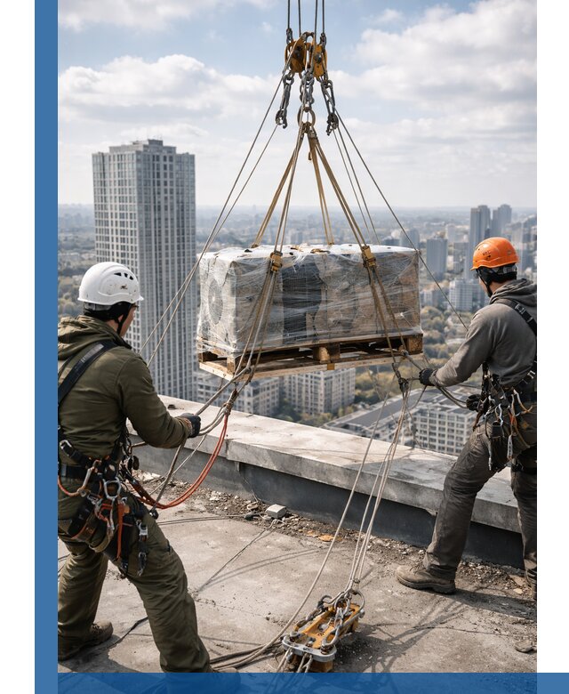 Подъем и монтаж крупногабаритных грузов на крышу в Луховицах