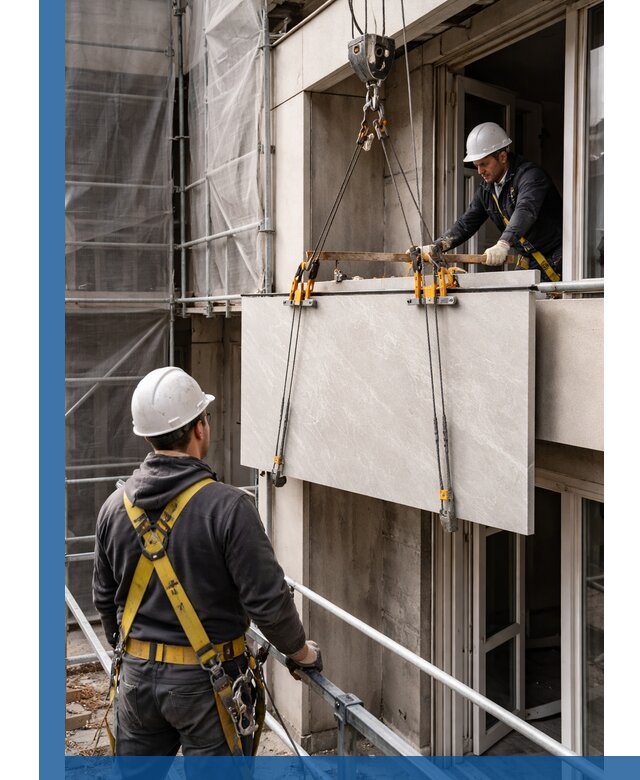 Подъем керамогранита на этаж в Луховицах грузчиками и техникой