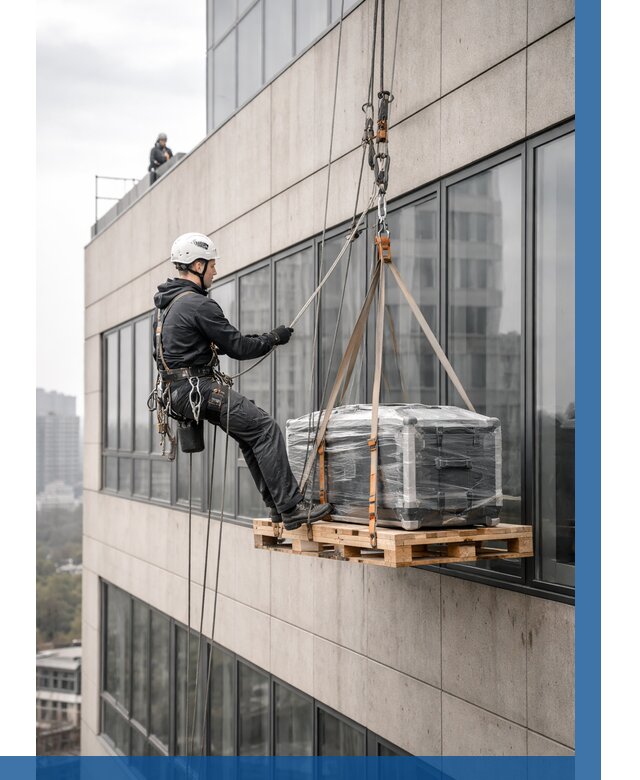 Спуск груза по фасаду в Луховицах от 3621 р. | ВЫСОТНИК-Лхв