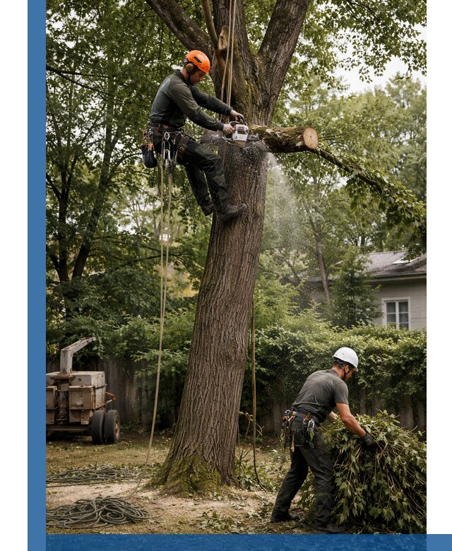 Кронирование деревьев в Луховицах, безопасная высотная обрезка