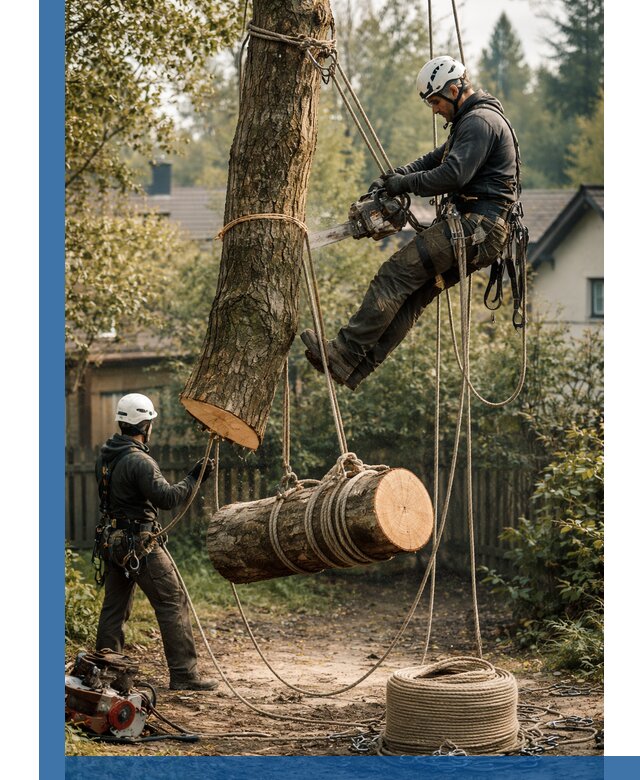 Валка деревьев частями в Луховицах, безопасно и аккуратно