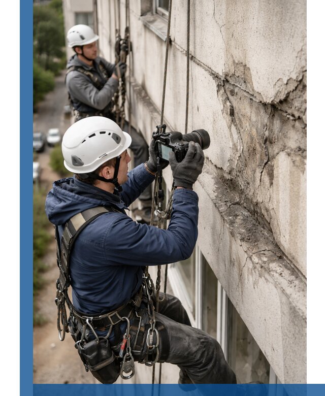 Фотофиксация дефектов фасада с высотной съемкой в Луховицах