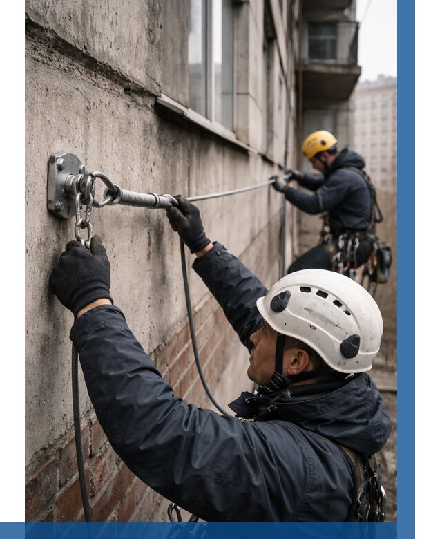 Монтаж анкерных линий в Луховицах от 3104 р. | ВЫСОТНИК-Лхв