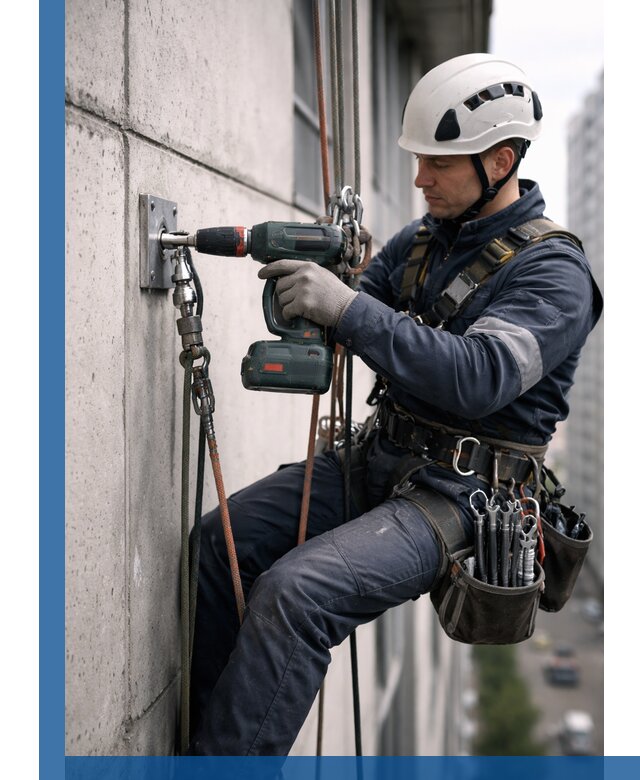 Установка анкерных точек для высотных работ в Луховицах