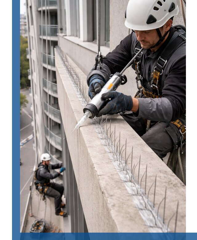 Установка шипов от птиц на фасадах и кровлях в Луховицах